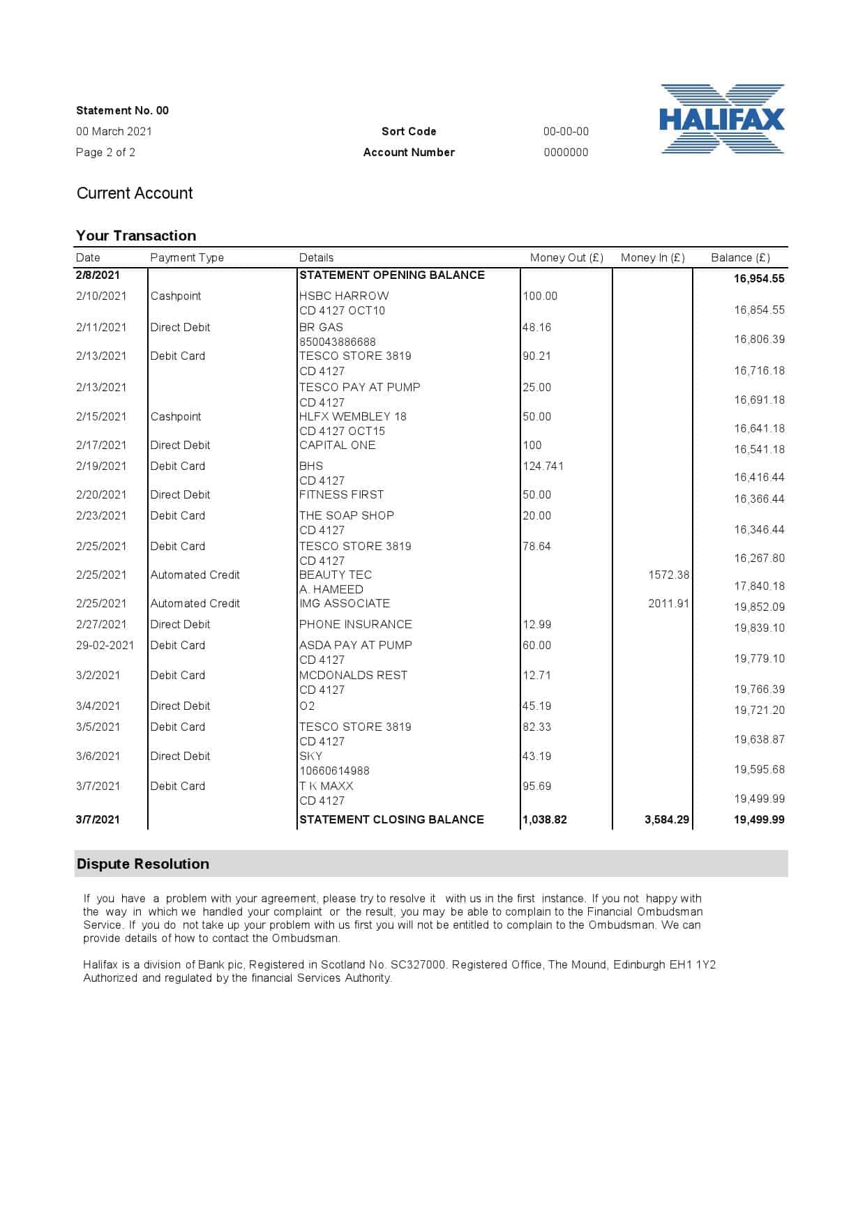 UK-halifax_000002.jpg United Kingdom Halifax Bank Proof of Address Statement Template in Excel and PDF - Image 2