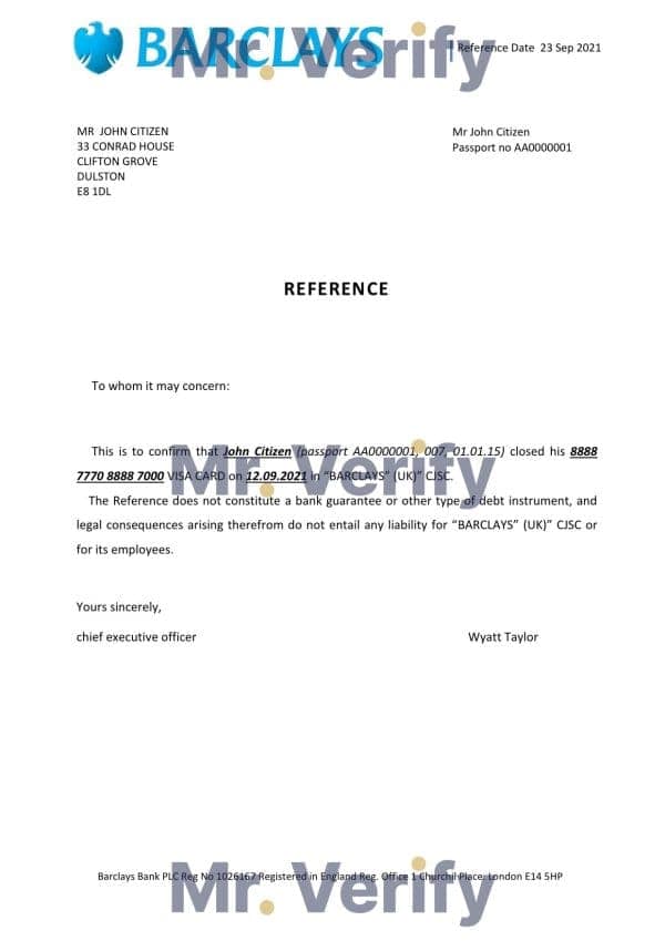 United Kingdom Barclays bank account closure reference letter template in Word and PDF format United Kingdom Barclays bank account closure reference letter template in Word and PDF format