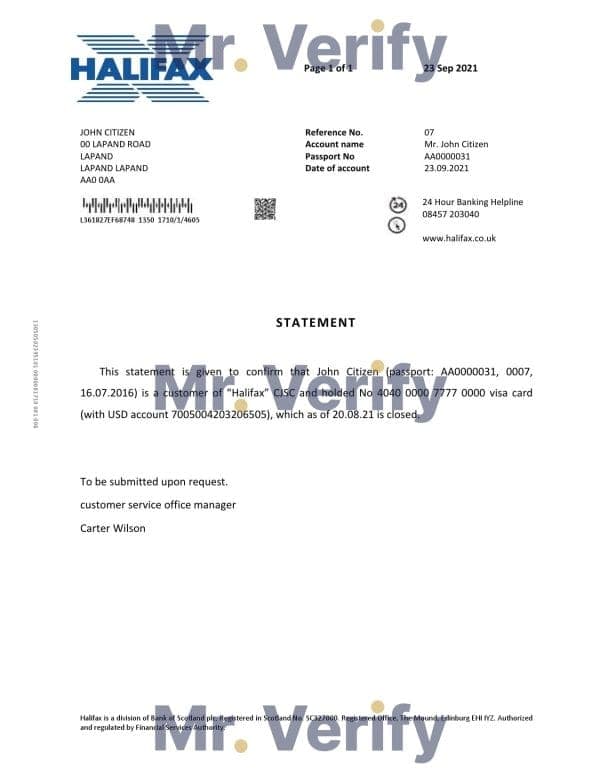 United Kingdom Halifax bank account closure reference letter template in Word and PDF format United Kingdom Halifax bank account closure reference letter template in Word and PDF format