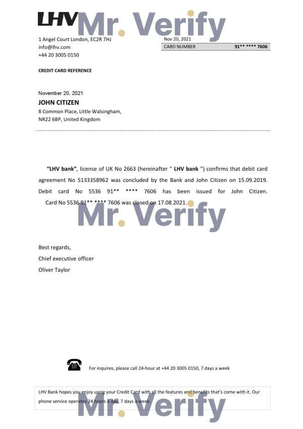 United Kingdom LHV bank account closure reference letter template in Word and PDF format United Kingdom LHV bank account closure reference letter template in Word and PDF format