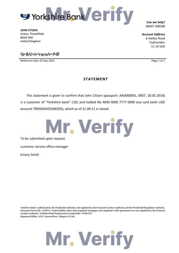 United Kingdom Yorkshire bank account closure reference letter template in Word and PDF format United Kingdom Yorkshire bank account closure reference letter template in Word and PDF format