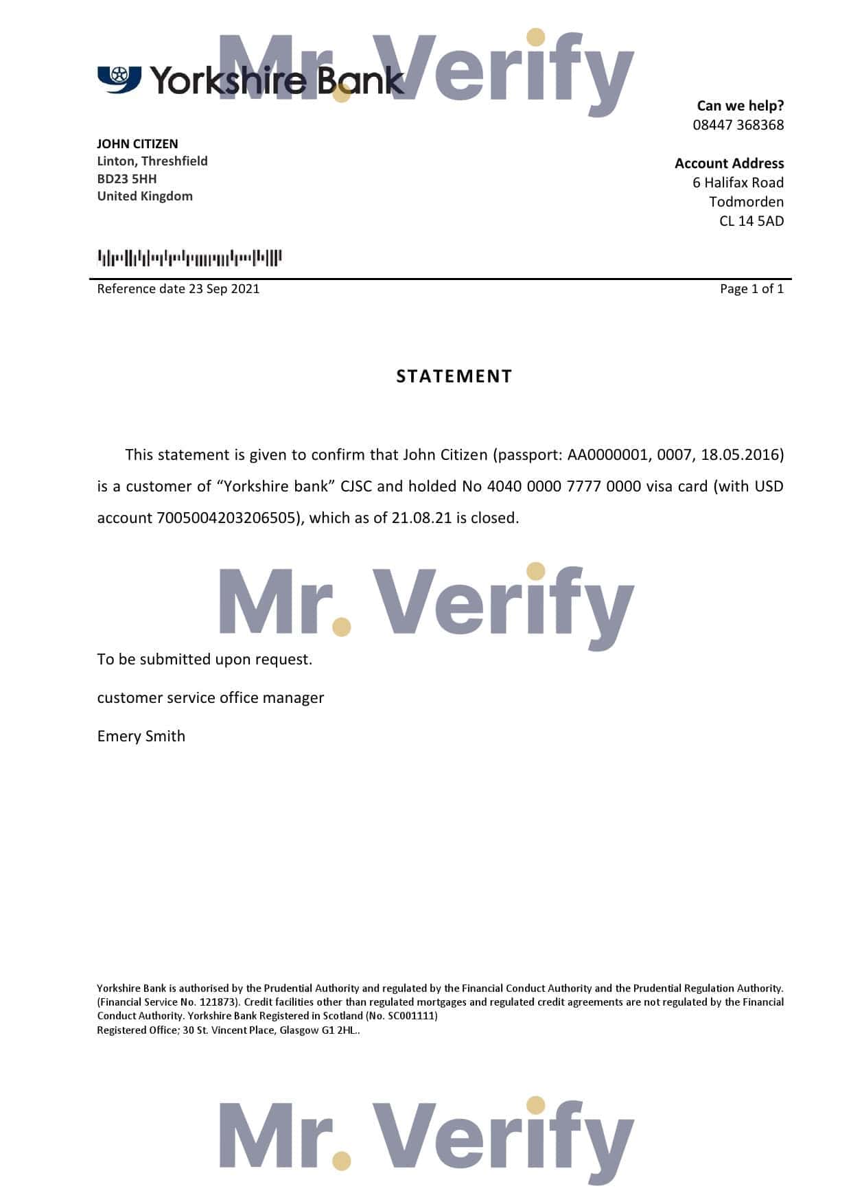 United Kingdom Yorkshire bank account closure reference letter template in Word and PDF format United Kingdom Yorkshire bank account closure reference letter template in Word and PDF format