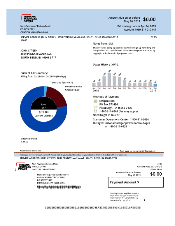 USA-Aep-Indiana-electricity-utility-bill.png USA Indiana electricity utility bill template in Word and PDF format (.doc and .pdf)