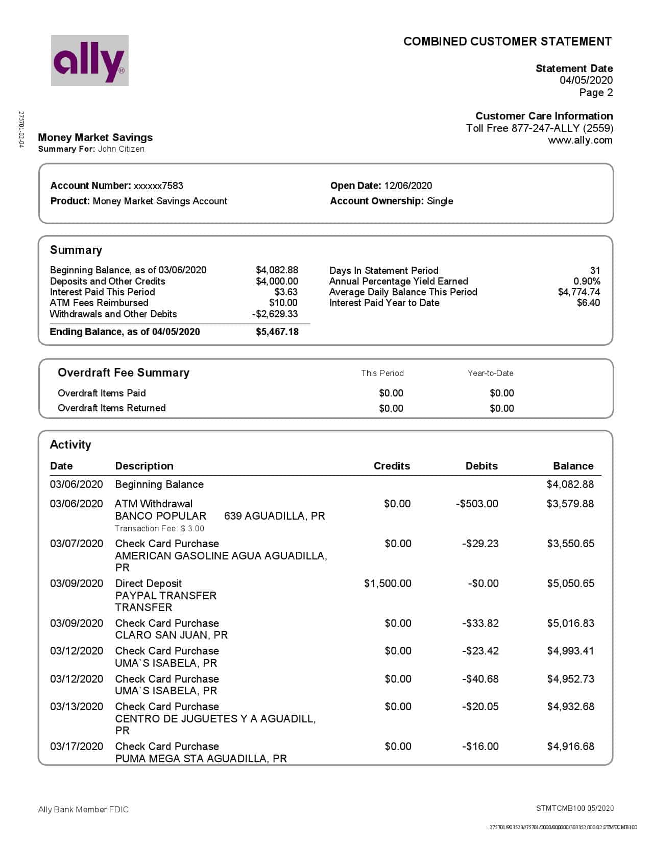 USA-Ally-Bank-statement-template-in-Word-and-PDF-format-4-pages-2.jpg USA Ally Bank statement template in Word and PDF format (4 pages) - Image 2