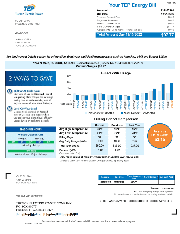 USA-Arizona-Tucson-electric-power-TEP-utility.png USA Arizona Tucson Electric Power (TEP) utility bill, Word and PDF template, 2 pages