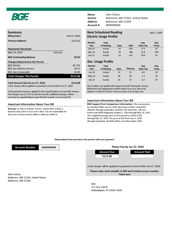 USA-BGE_000001.png USA Maryland BGE gas and electric utility bill template in Word and PDF format