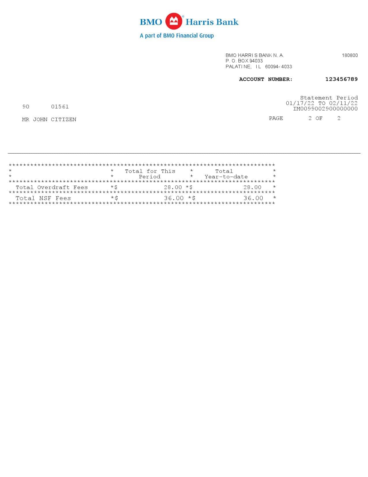 USA-BMO-Harris-bank-statement-Word-and-PDF-template-3-pages-2.jpg USA BMO Harris bank statement Word and PDF template, 3 pages - Image 2