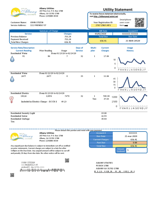USA-City-of-Albani.png USA Georgia City of Albany water and electricity utility bill template in Word and PDF format