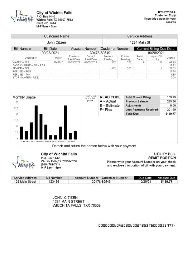 USA-City-of-Wichita-Falls-utility.jpg USA The City of Wichita Falls Utility bill template in Word and PDF format