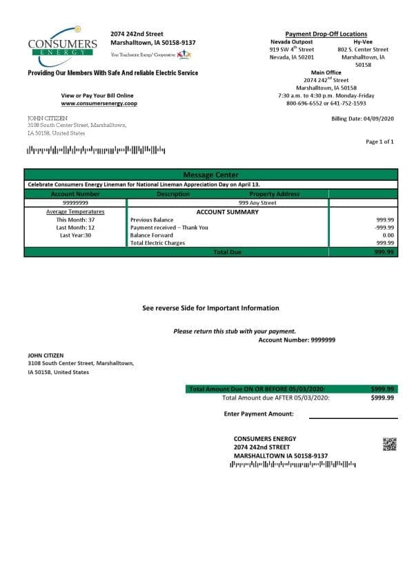 USA-Consumers.jpg USA Consumers Energy utility bill template in Word and PDF format