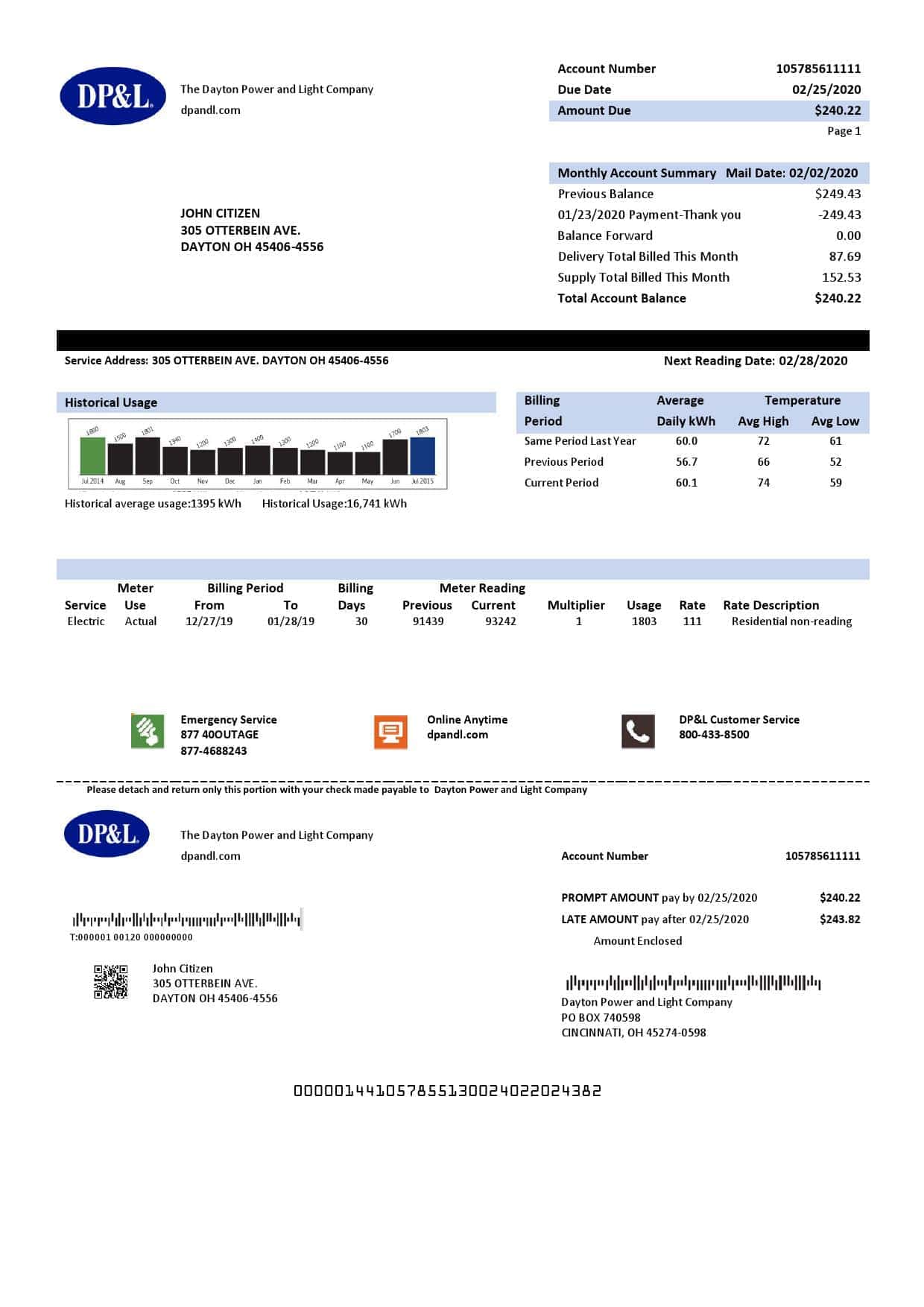 USA-DPL.jpg USA Ohio DP&L utility bill template in Word and PDF format