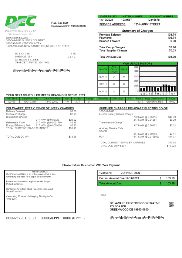 USA-Delaware-Electric-Co-op_000001-2.png USA Delaware Electric Co-op utility bill template in Word and PDF format