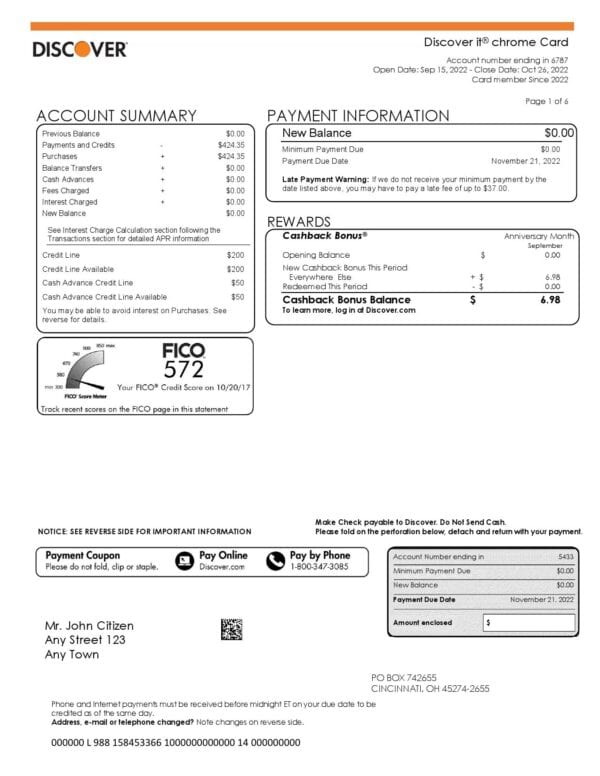 USA-Discover-Bank_000001.jpg USA Discover bank statement, Word and PDF template, 5 pages