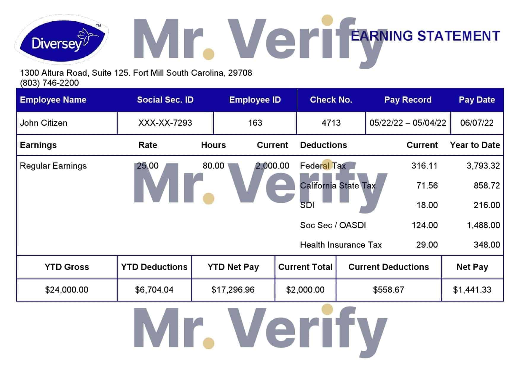 USA-Diversey-household-goods-company.jpg USA Diversey household goods company pay stub Word and PDF template