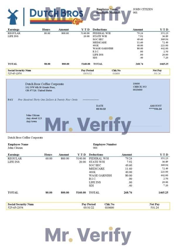 USA-Dutch-Bros-Coffee-Corporate-coffeehouse-company.jpg USA Dutch Bros Coffee Corporate coffeehouse company pay stub Word and PDF template