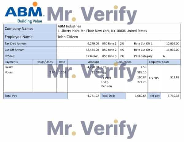 USA facility services company employee sheet template in Word and PDF format