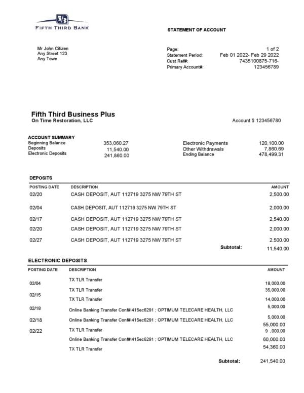 USA-Fifth-Third-Bank_000001.jpg USA Fifth Third Bank statement, Word and PDF template, 2 pages