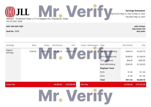 USA-JLL-eal-estate-company.jpg USA JLL real estate company pay stub Word and PDF template