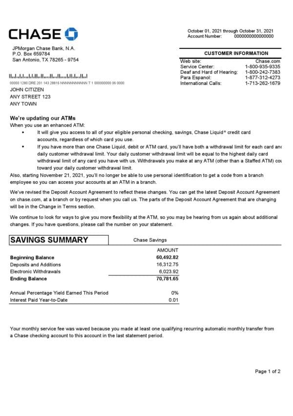 USA-JPMorgan-Chase-2-pages_000001.jpg USA JP Morgan Chase bank statement template in .doc and .pdf file format, 2 pages