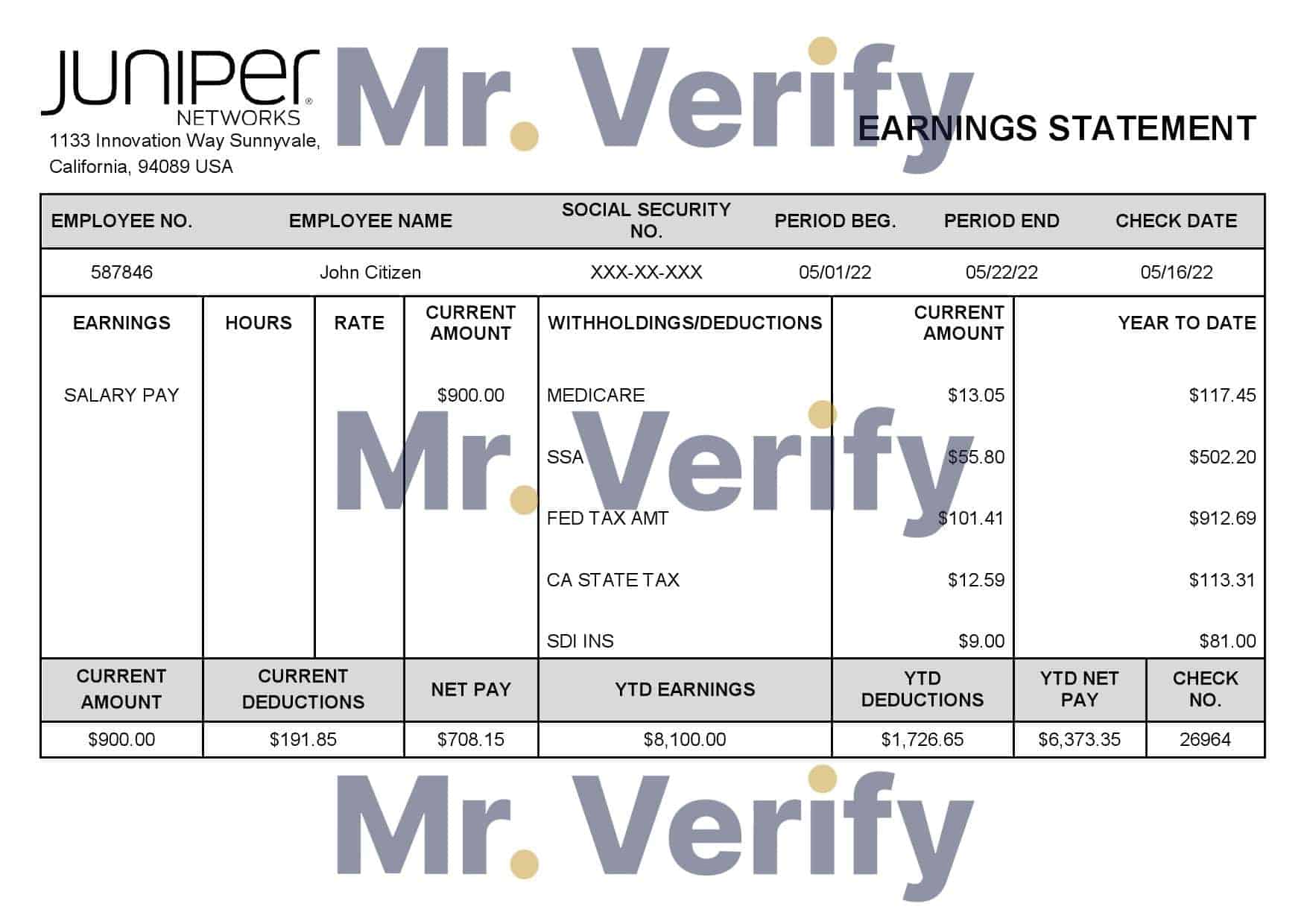 USA-Juniper-networking-company.jpg USA Juniper networking company pay stub Word and PDF template