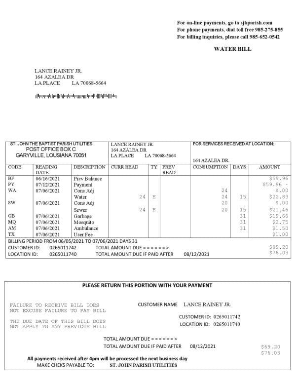 USA-Louisiana-water-bill.jpg USA Louisiana St. John the Baptist Parish water bill in Word and PDF format
