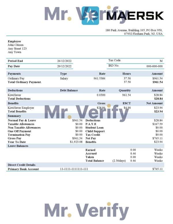 USA-Maesk-shipping-company.jpg USA Maesk shipping company pay stub Word and PDF template