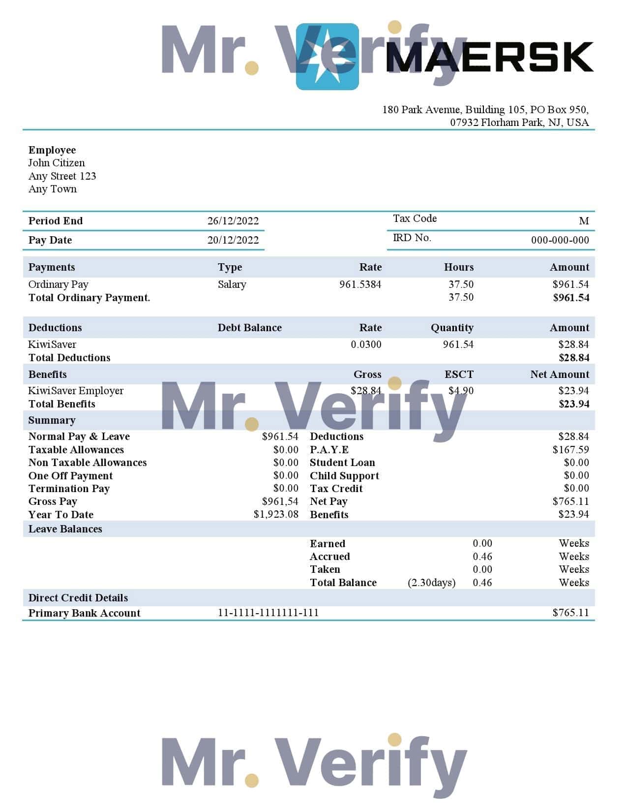 USA-Maesk-shipping-company.jpg USA Maesk shipping company pay stub Word and PDF template