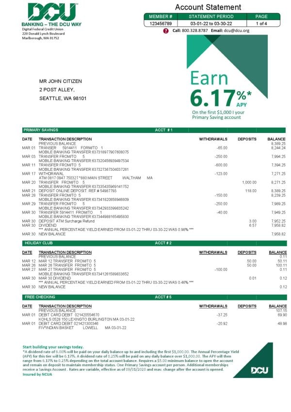 USA-Massachusetts-Digital-Federal-Credit-Union-DCU-bank-statement-Word-and-PDF-template-5-pages-1.jpg USA Massachusetts Digital Federal Credit Union (DCU) bank statement Word and PDF template, 5 pages