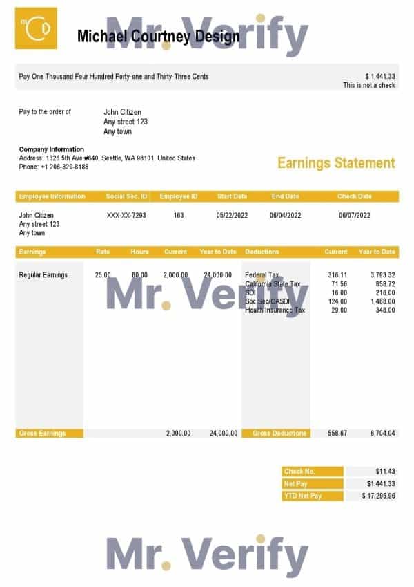 USA-Michael-Courtney-Design-graphic-company.jpg USA Michael Courtney Design graphic company pay stub Word and PDF template