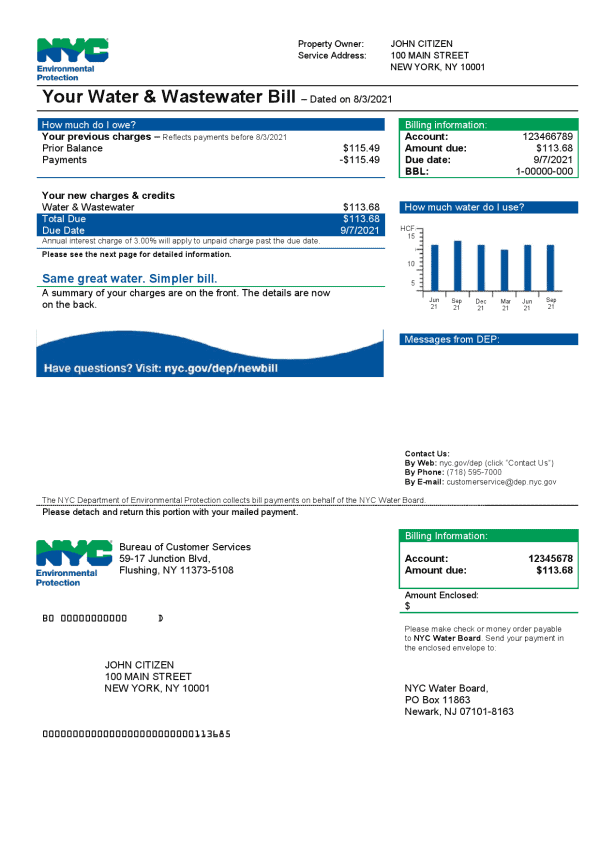 USA-NYC-Enviromental-Protection-water.png USA The New York City Department of Environmental Protection (DEP) utility bill template in Word and PDF format
