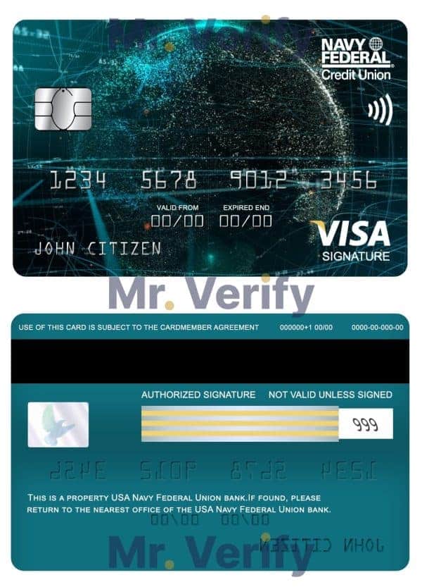 USA Navy Federal Union bank visa signature card copy Fillable USA Navy Federal Union bank visa signature card Templates