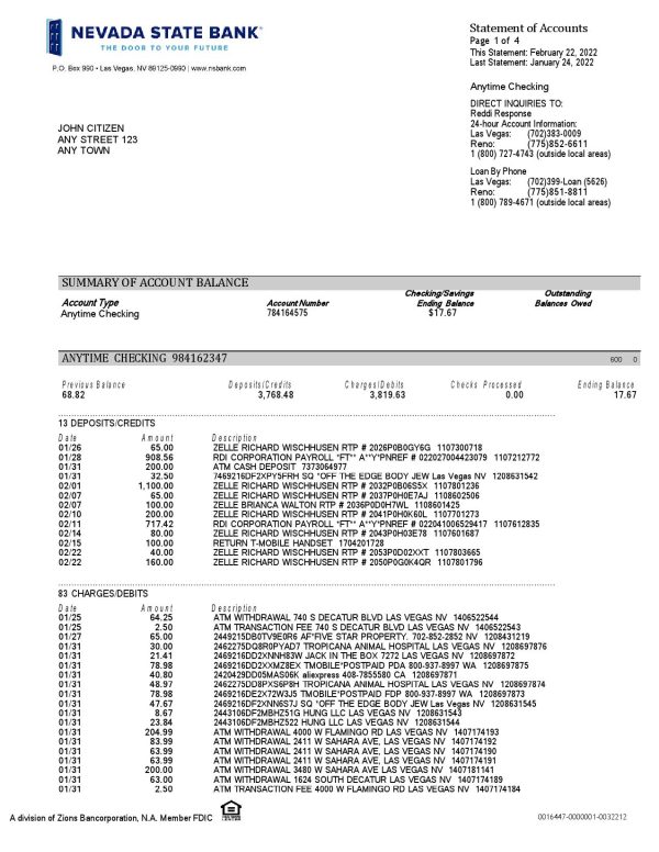 USA-Nevada-State-Bank-anytime-checking-statement-Word-and-PDF-template-4-pages-1.jpg USA Nevada State Bank anytime checking statement, Word and PDF template, 4 pages
