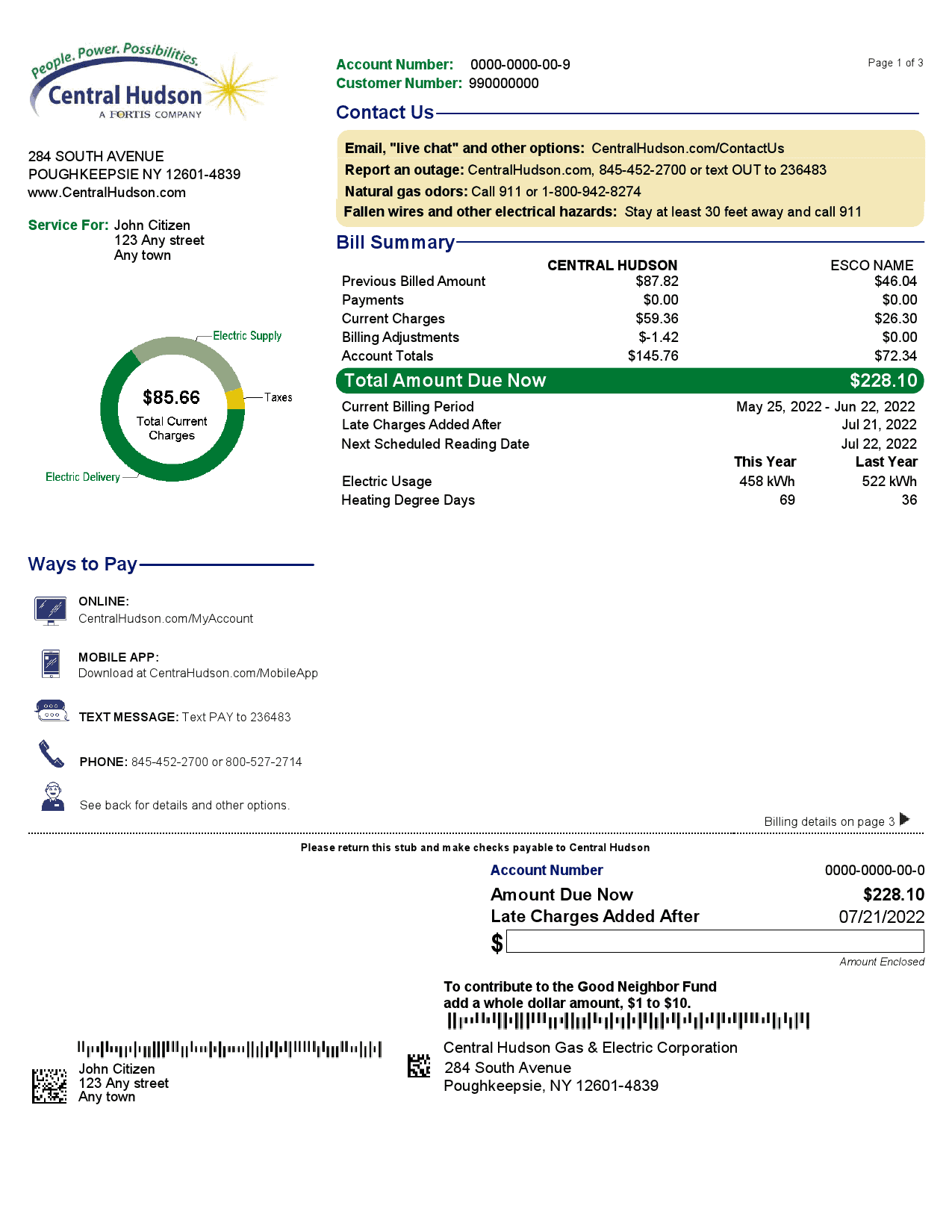 USA-New-York-Central-Hudson-A-fortis.png USA New York Central Hudson A fortis company utility bill, Word and PDF template, 3 pages