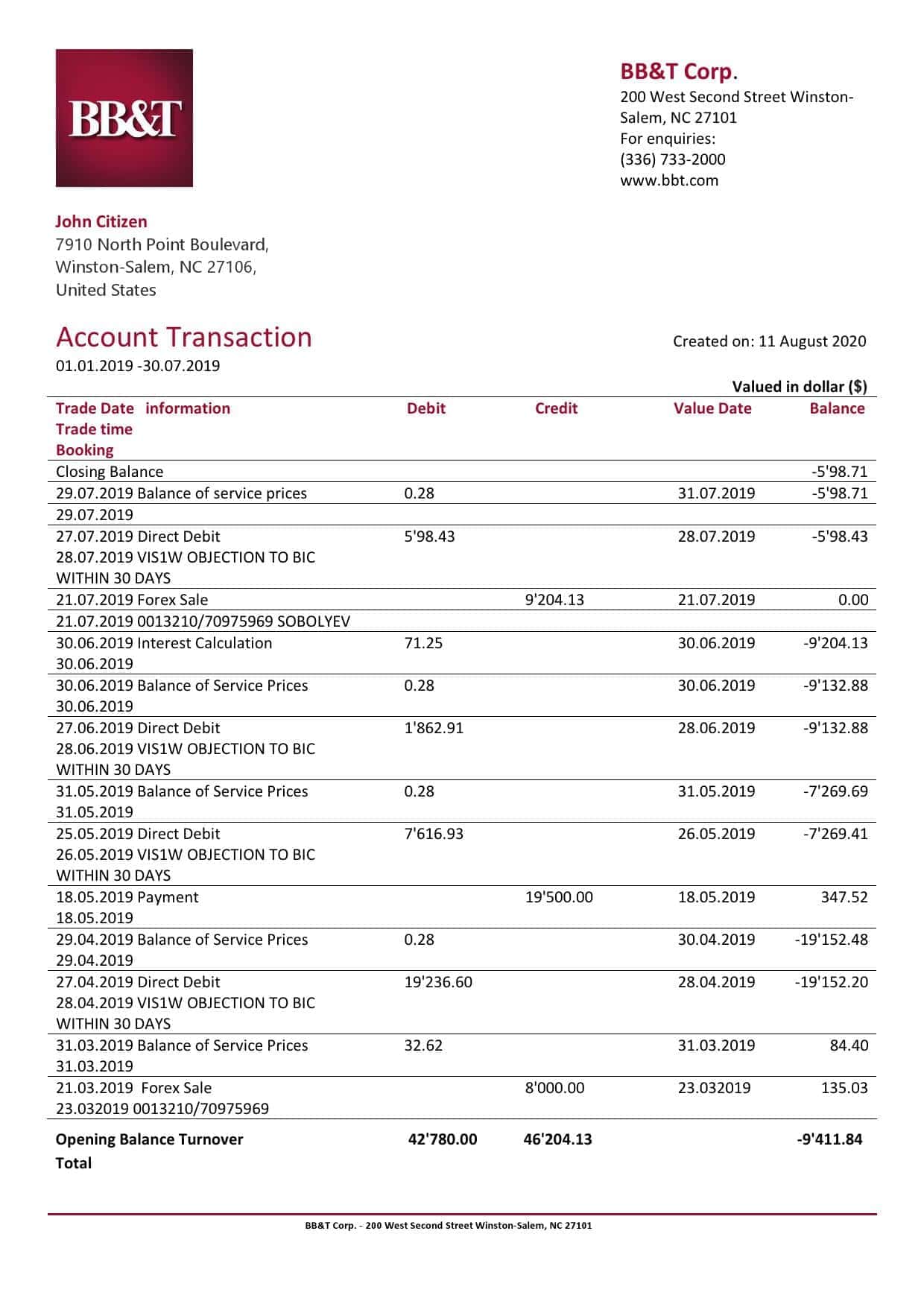 USA-North-Carolina-BBT-Corp.-bank-statement-template-in-Word-and-PDF-format.jpg USA North Carolina BB&T Corp. bank statement template in Word and PDF format