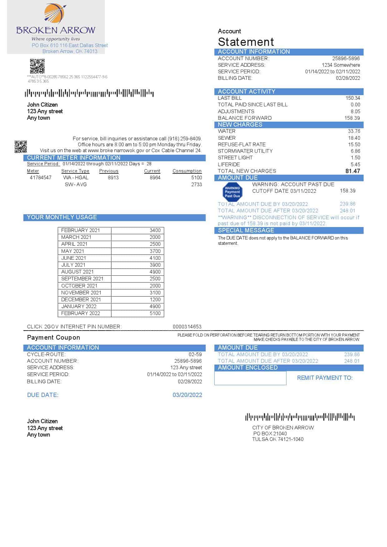 USA-Oklahoma-City-of-Broken.jpg USA Oklahoma City of Broken Arrow utility bill template in Word and PDF format