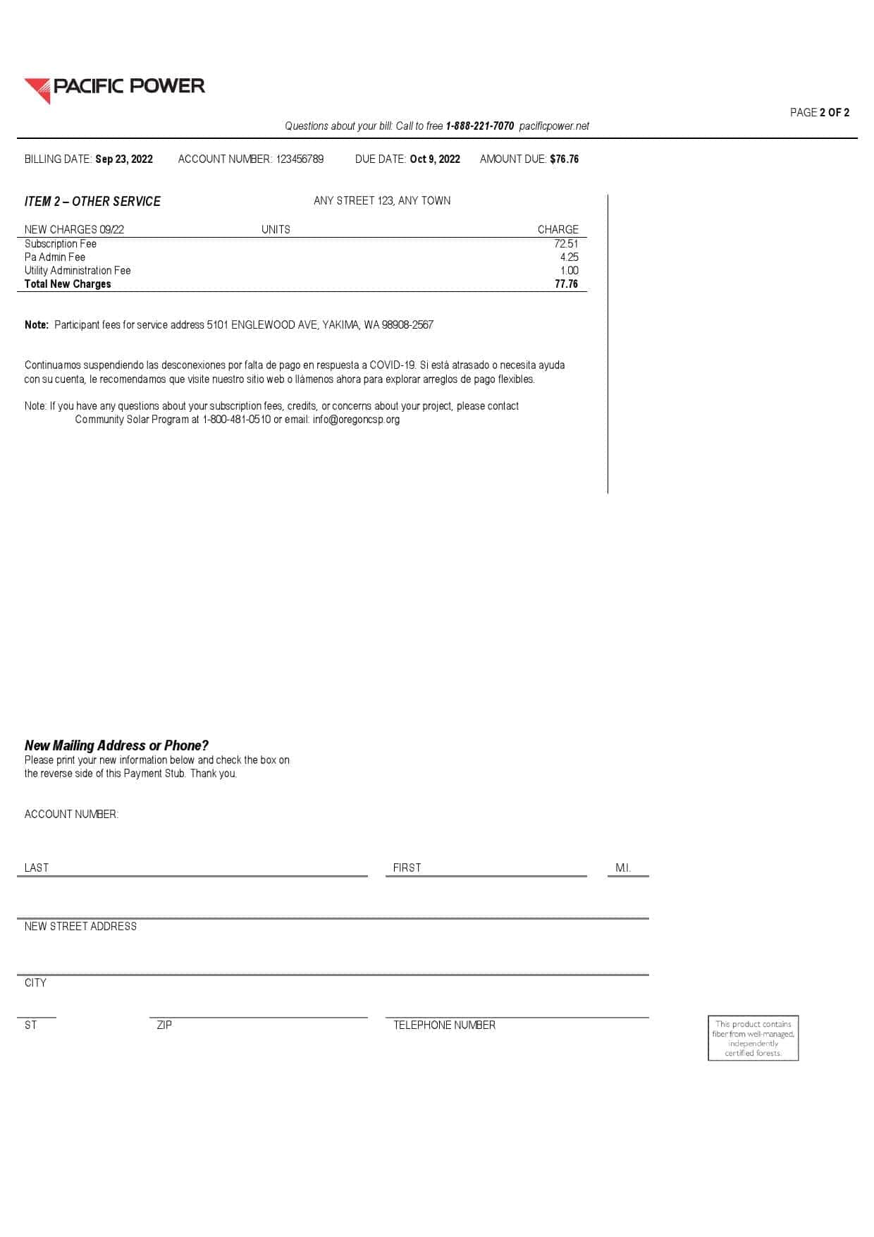 USA-Pacific-1.jpg USA Pacific Power utility bill, Word and PDF template, 2 pages - Image 2