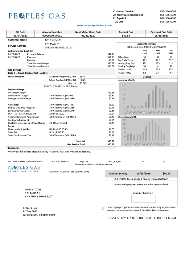 USA-Peoples-Gas_000001.png USA Illinois Peoples Gas utility bill template in Word and PDF format