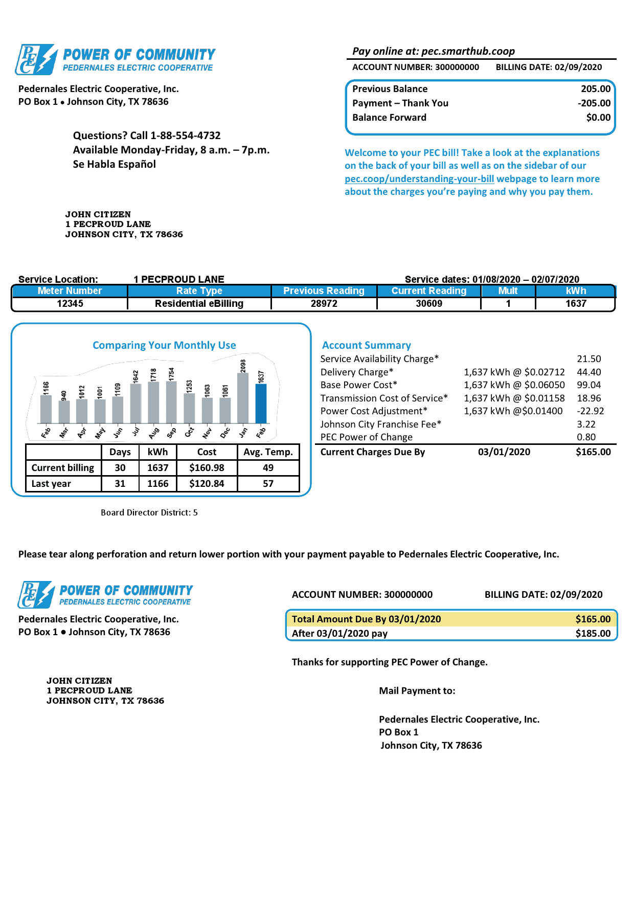 USA-Power-of-Community-electricity.png USA Texas Power of Community electricity utility bill in Word and PDF format, good for address prove