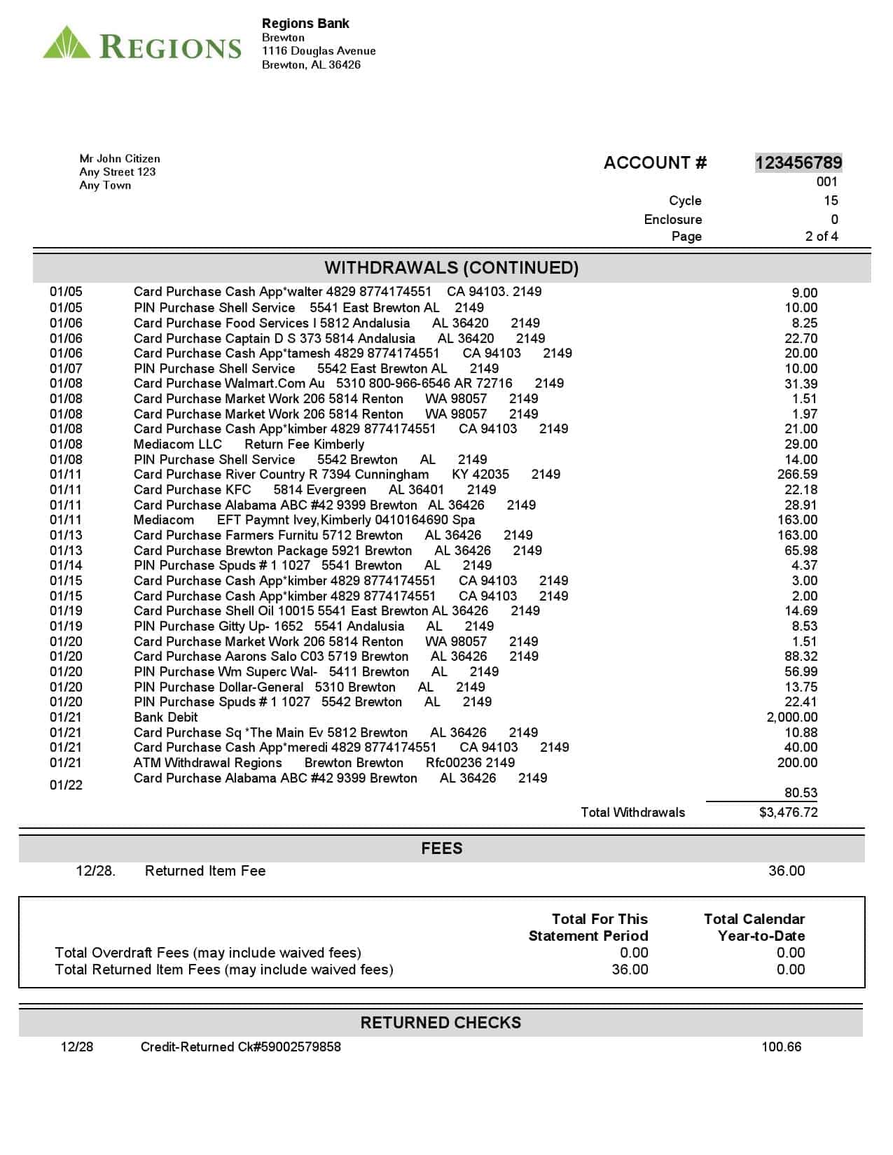USA-Regions-Bank_000002.jpg USA Regions Bank statement, Word and PDF template, 4 pages - Image 2