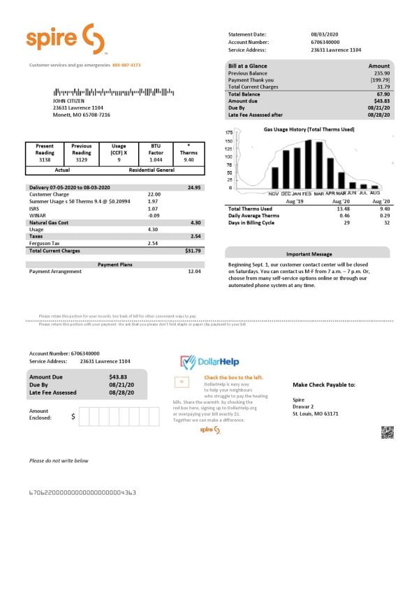 USA-Spire-gas-utility-bill_000001.jpg USA Spire gas utility bill template in Word and PDF format
