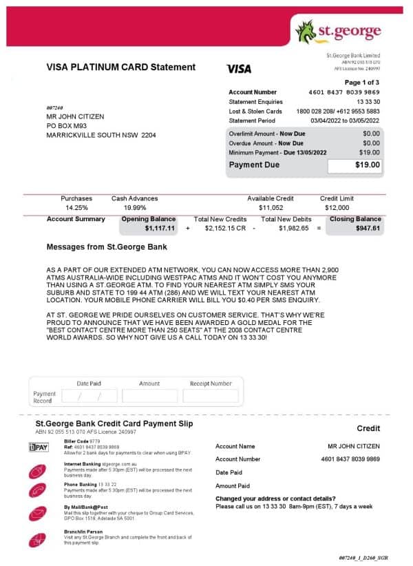 USA-St.-George-bank-visa-card-statement-Word-and-PDF-template-3-pages-1.jpg USA St. George bank visa card statement, Word and PDF template, 3 pages