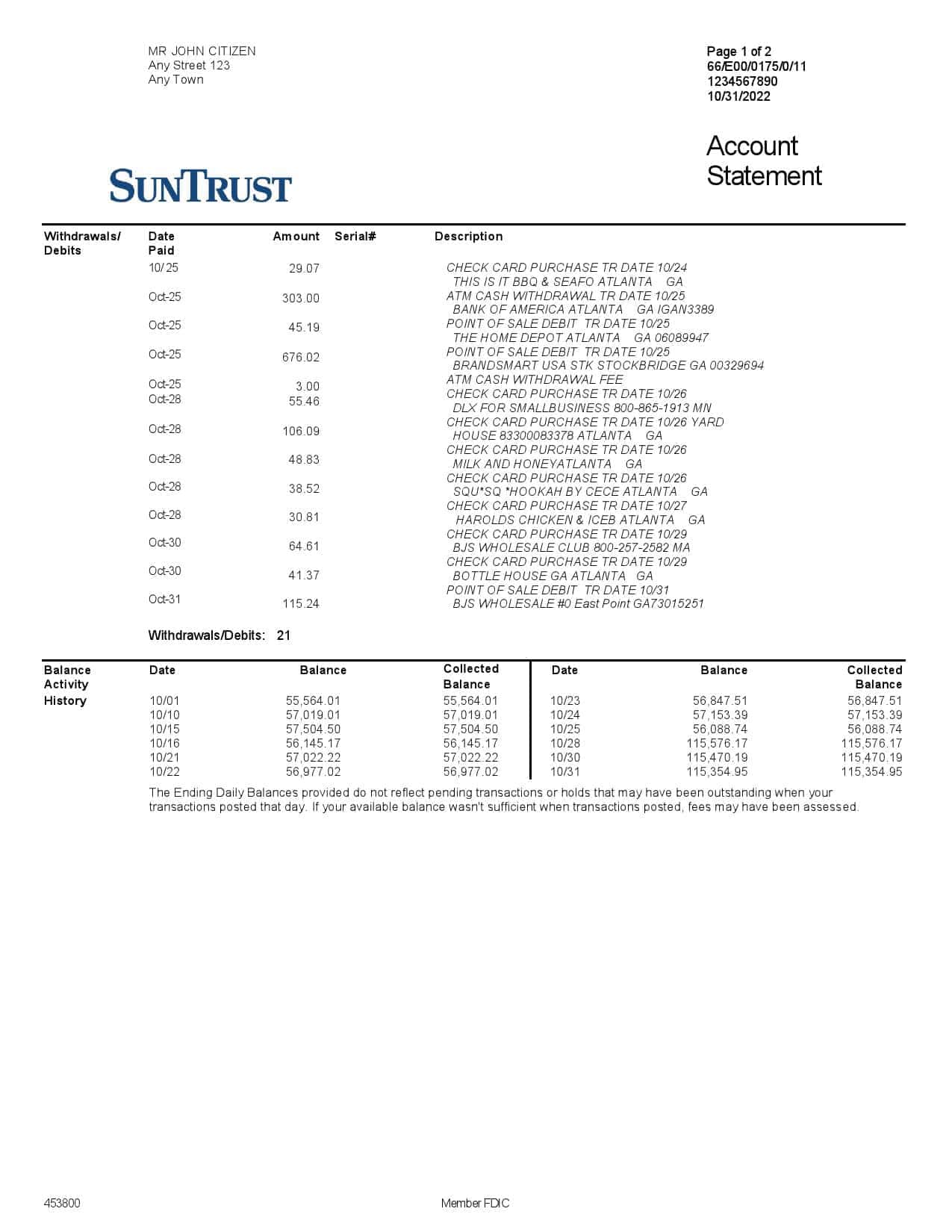 USA-SunTrust-bank-statement-Word-and-PDF-template-2-pages-2.jpg USA SunTrust bank statement, Word and PDF template, 2 pages - Image 2