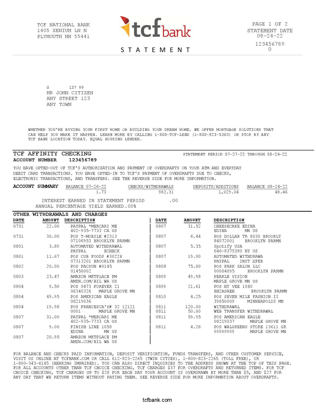 USA-TCF-bank-statement-Word-and-PDF-template-3-pages-1-1.jpg USA TCF bank statement, Word and PDF template, 3 pages