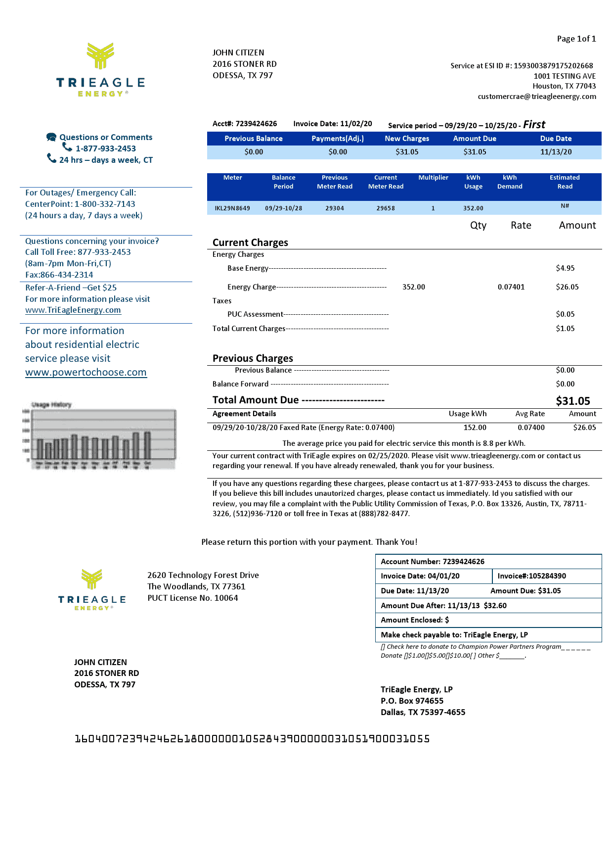 USA-TriEagle.png USA Texas TriEagle utility bill template in Word and PDF (.doc and .pdf) format