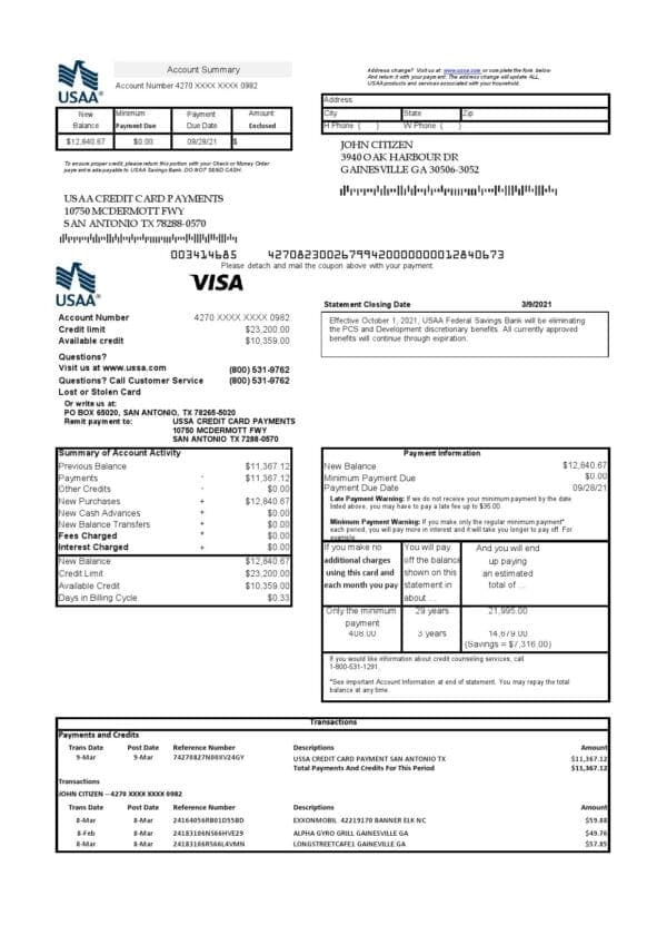 USA-USAA-bank-Credit-card-statement-template-in-Excel-and-PDF-format.jpg USA USAA bank Credit card statement template in Excel and PDF format
