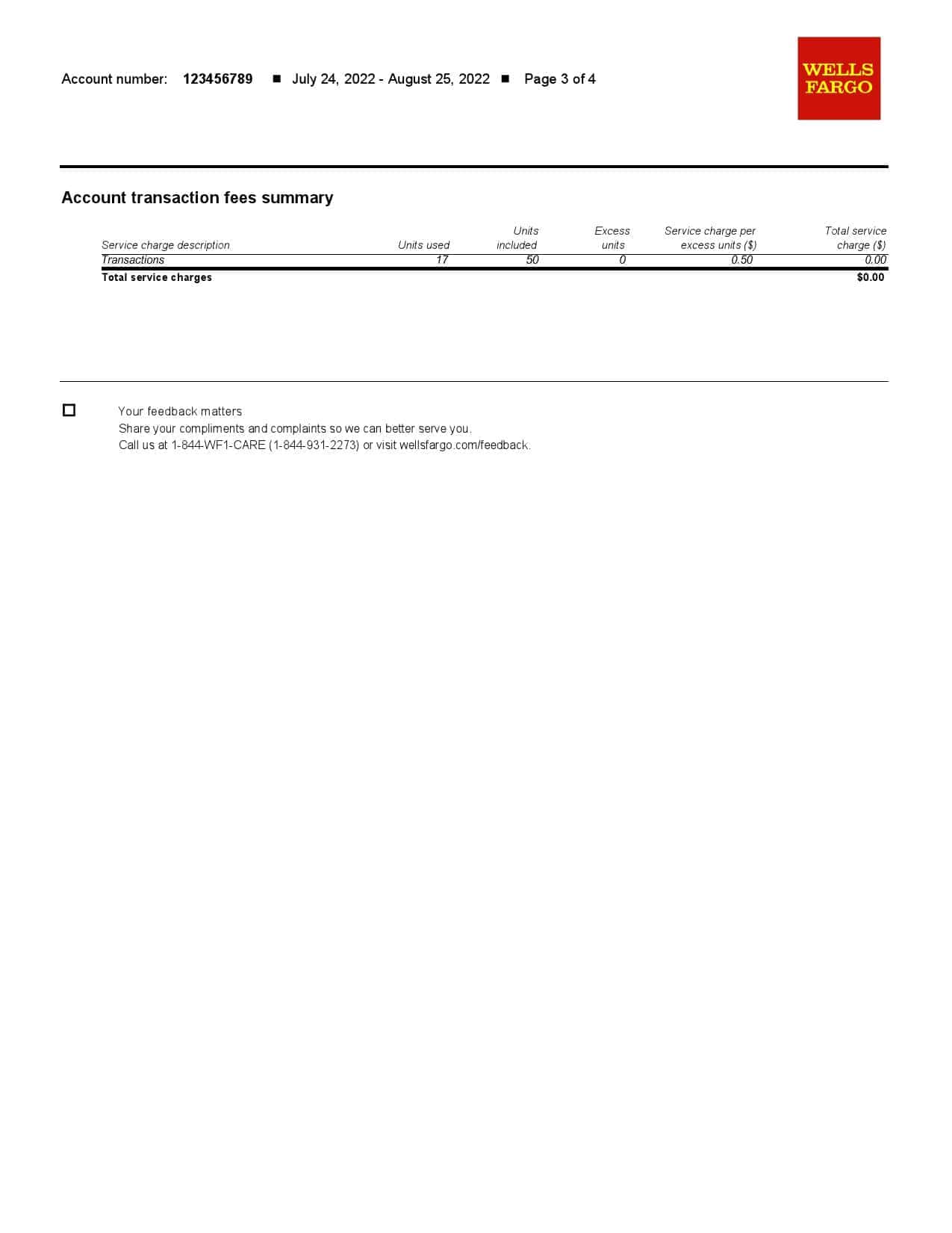 USA-Wells-Fargo-Bank_000003.jpg USA Wells Fargo Bank Simple Business Checking bank statement, Word and PDF template, 4 pages - Image 3