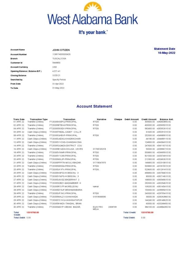 USA-West-Alabama-bank-statement-Word-and-PDF-template.jpg USA West Alabama bank statement Word and PDF template