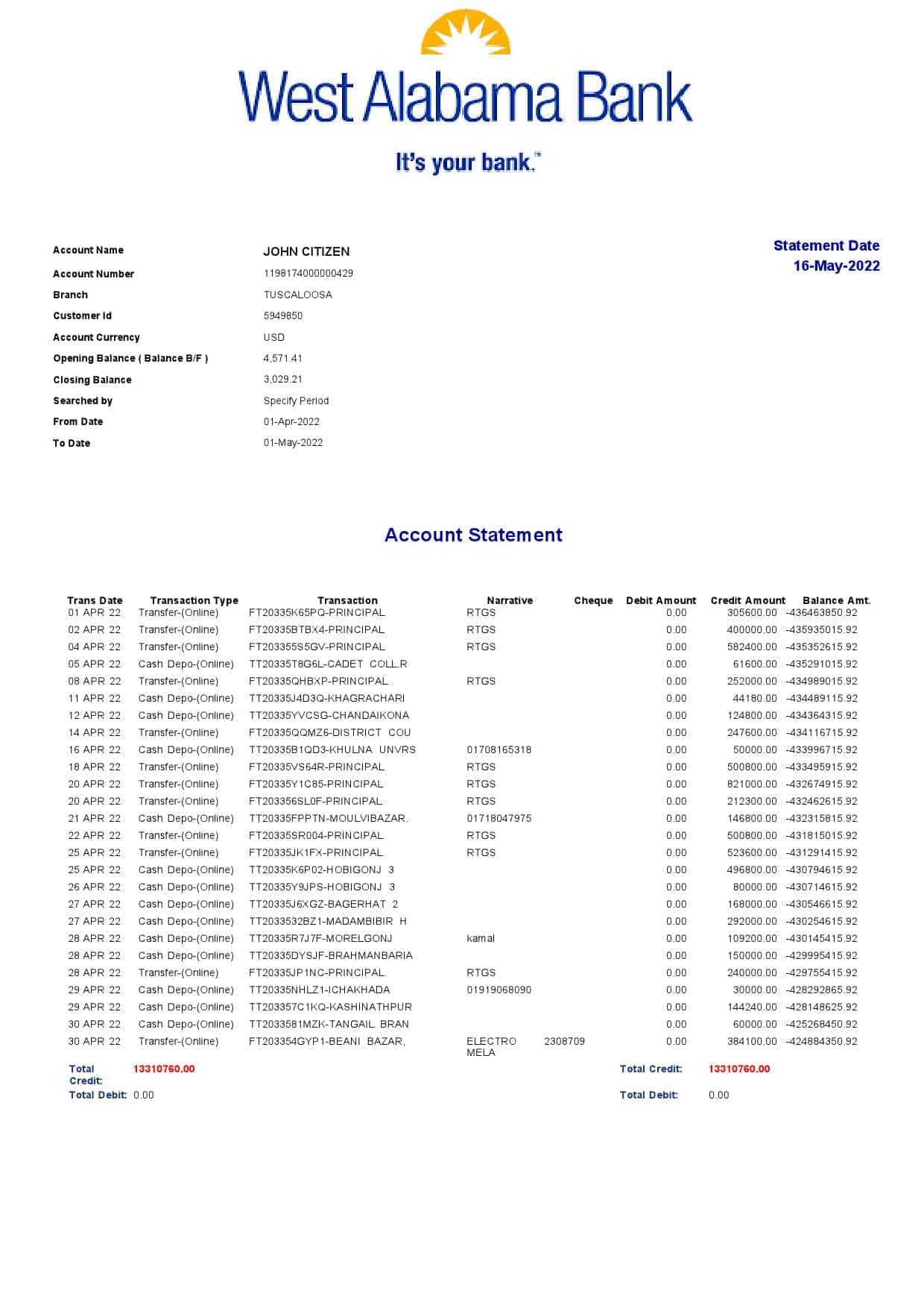 USA-West-Alabama-bank-statement-Word-and-PDF-template.jpg USA West Alabama bank statement Word and PDF template