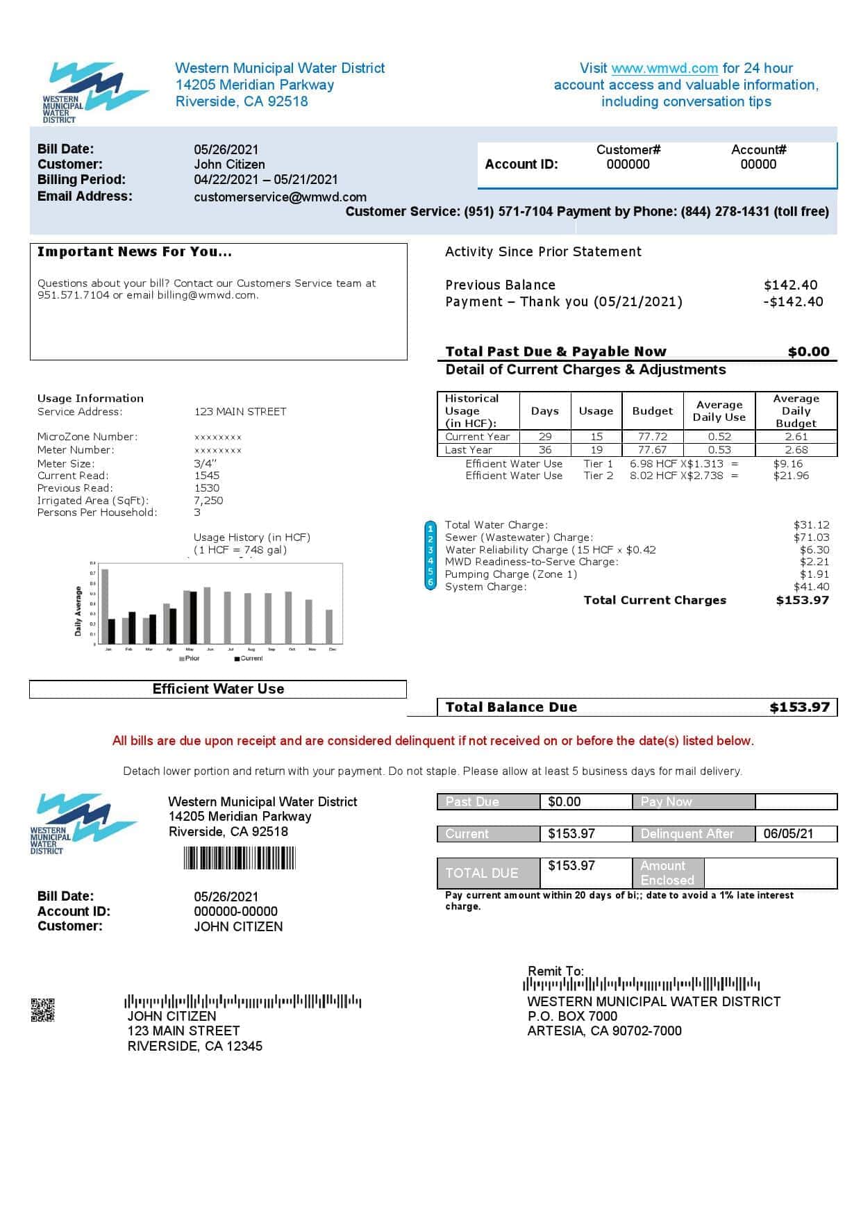 USA-Western-Municipal-Water-District.jpg USA Western Municipal Water District utility bill template in Word and PDF format