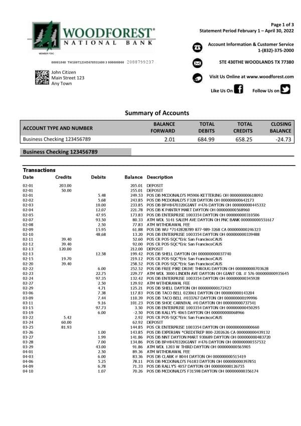 USA-Woodforest-bank-statement-Word-and-PDF-template-3-pages-1.jpg USA Woodforest bank statement Word and PDF template, 3 pages